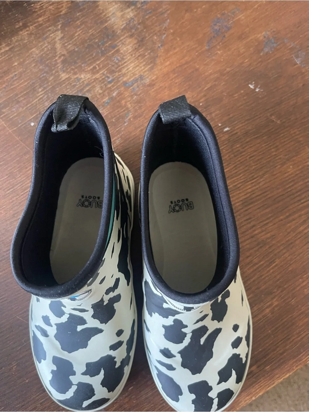 Kids Cow Print Waterproof Rain Boots - Black & White